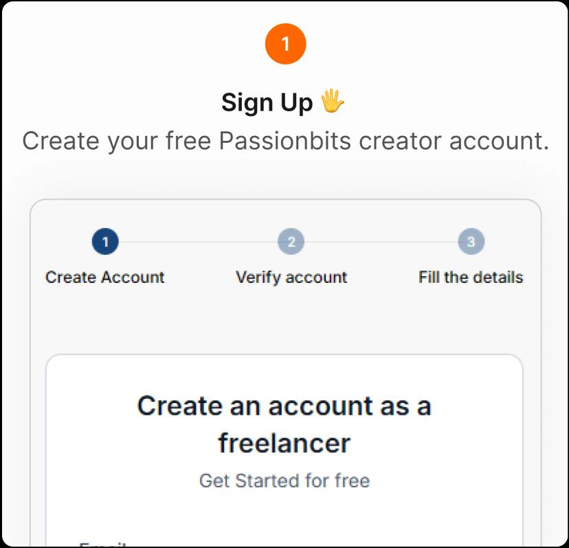 Step 1 for becoming a creator in passionbits